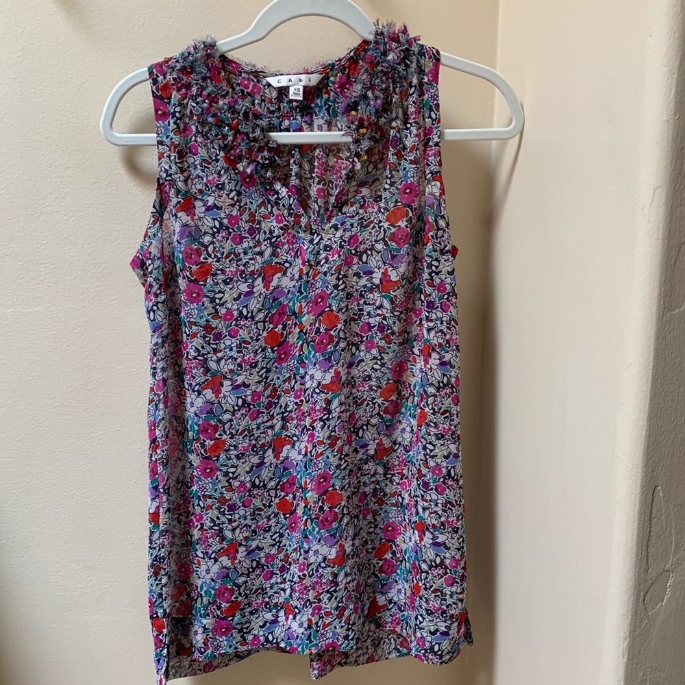 CAbi multi colored sleeveless blouse size XS